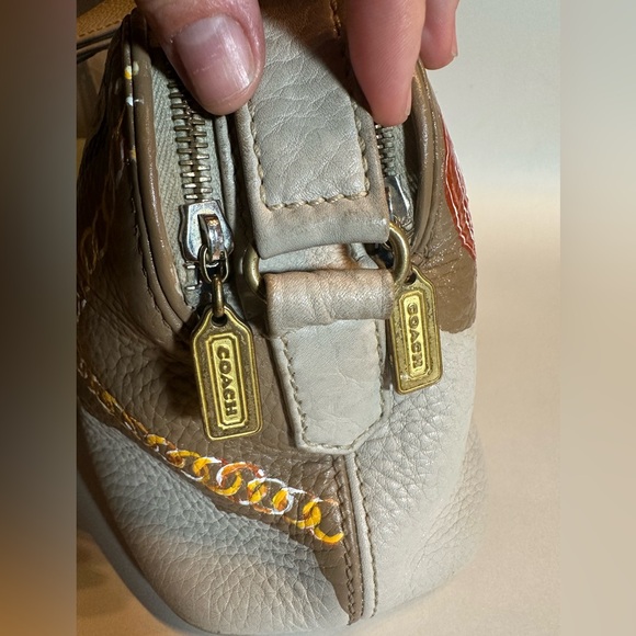 Vintage Coach 4914 Sonoma Natural Grain Double Zip crossbody hand painted - Picture 10 of 12